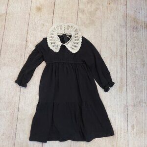 JP Kids black knit casual dress w/crochet collar sz 5
